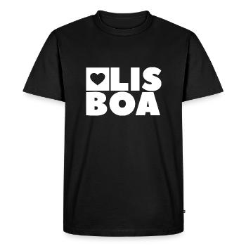 Lisbon - Men's Premium Organic T-Shirt - black - Front - Nico (187cm)