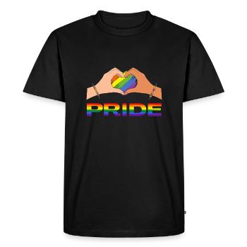 LGBTQ heart hands rainbow pride - Men's Premium Organic T-Shirt - black - Front - Nico (187cm)