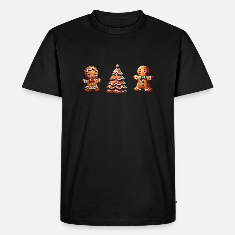 Lebkuchenmann und Lebkuchenfrau - Männer Premium Bio T-Shirt - Schwarz