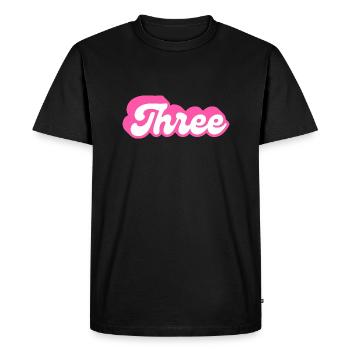 Three birthday - 3e anniversaire rétro rose - T-shirt Premium bio Homme - noir - Devant - Nico (187cm)