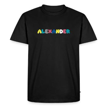 Name - Alexander - Männer Premium Bio T-Shirt - Schwarz - Vorne - Nico (187cm)