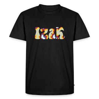 Artfully named Izak - Men's Premium Organic T-Shirt - black - Front - Nico (187cm)