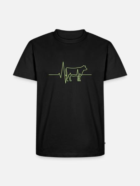 t Kuhbauer Herzschlag - Männer Premium Bio T-Shirt - Schwarz