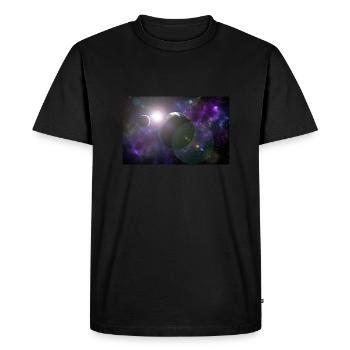 Lune et terre avec soleil - T-shirt Premium bio Homme - noir - Devant - Nico (187cm)