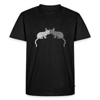 Couple Cats Team Friends - Men's Premium Organic T-Shirt - black - Front - Nico (187cm)