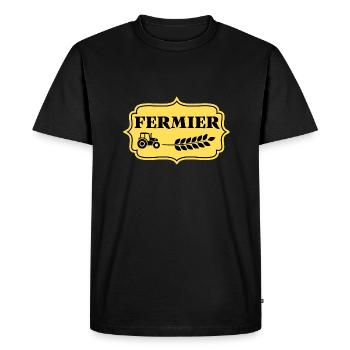 FERMIER - Etiquette Vintage - T-shirt Premium bio Homme - noir - Devant - Nico (187cm)