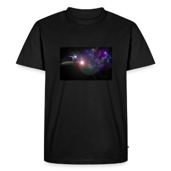 Moon and earth with sun - Men's Premium Organic T-Shirt - black - Front - Nico (187cm)