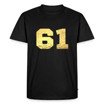 Numéro 61 paillettes doré - 61e anniversaire - T-shirt Premium bio Homme - noir - Devant - Nico (187cm)