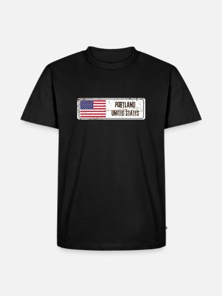 Portland Drapeau des États-Unis - T-shirt Premium bio Homme - noir