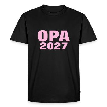 2027 Grand-père Petit-fils Petite-fille Naissance Bébé Grossesse - T-shirt Premium bio Homme - noir - Devant - Nico (187cm)