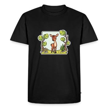 Un cerf si mignon ! Ou est-ce un cerf ? - T-shirt Premium bio Homme - noir - Devant - Nico (187cm)