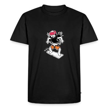Hippie surfeur (fond sombre) - T-shirt Premium bio Homme - noir - Devant - Nico (187cm)