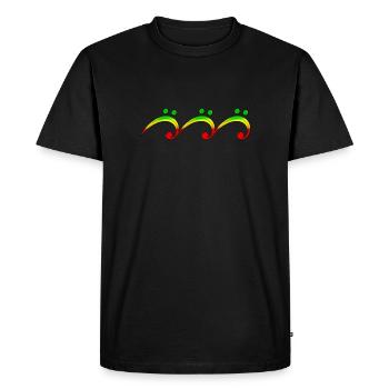 Reggae, music, notes, bass clef, wave, surf, - T-shirt Premium bio Homme - noir - Devant - Nico (187cm)