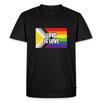 Drapeau de la fierté intersexuée inclusive Progress - T-shirt Premium bio Homme - noir - Devant - Nico (187cm)