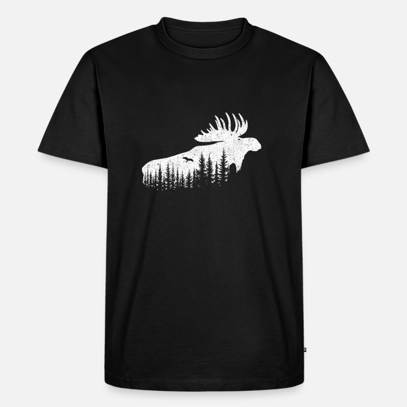 Elch - Männer Premium Bio T-Shirt - Schwarz