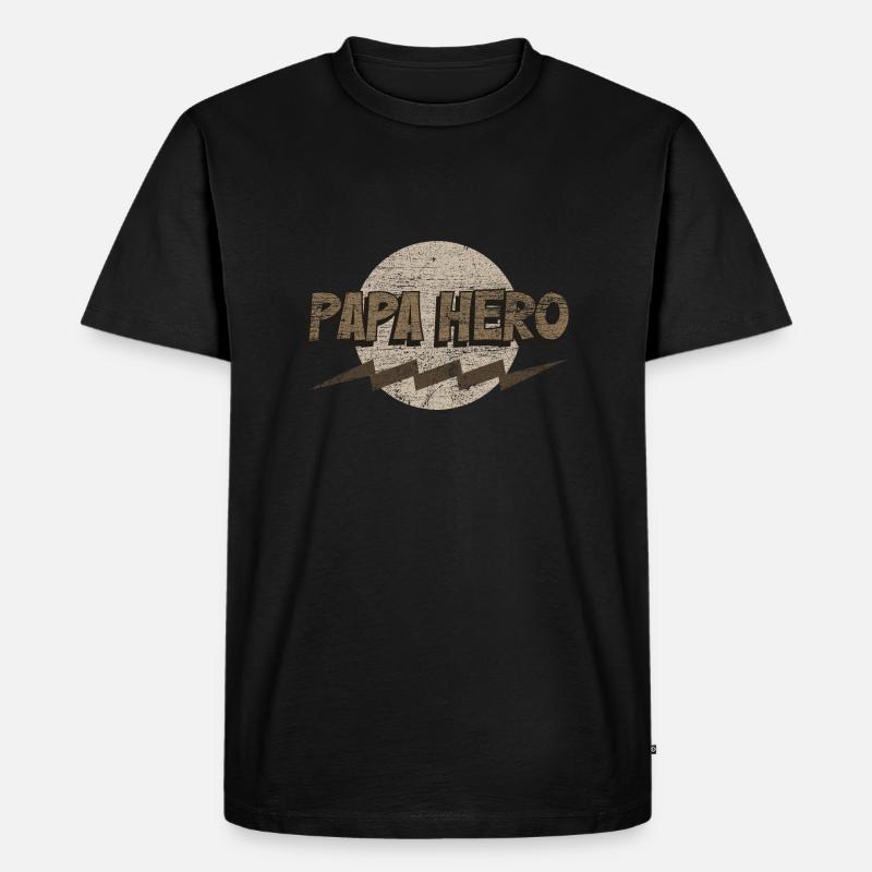 Papa Held - Männer Premium Bio T-Shirt - Schwarz