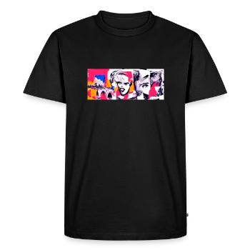 Pop Art Collage - Qui cherche le FucxX - T-shirt Premium bio Homme - noir - Devant - Nico (187cm)