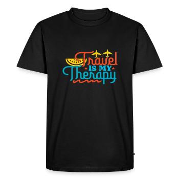 Le voyage est ma thérapie - T-shirt Premium bio Homme - noir - Devant - Nico (187cm)
