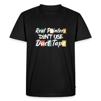 Les vrais peintres n’utilisent pas de ruban adhésif Profession - T-shirt Premium bio Homme - noir - Devant - Nico (187cm)