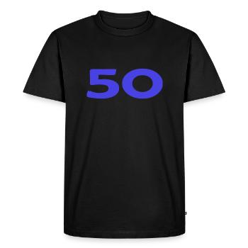 50. 50 ANS. 50e ANNIVERSAIRE. ANNIVERSAIRE 50 ANS. - T-shirt Premium bio Homme - noir - Devant - Nico (187cm)