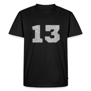 Numéro 13 paillettes rose - 13e anniversaire - T-shirt Premium bio Homme - noir - Devant - Nico (187cm)