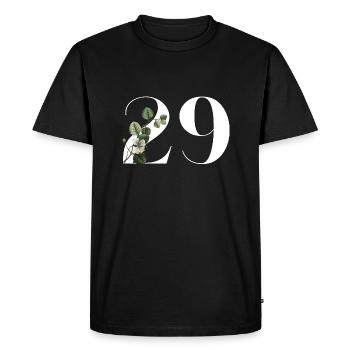 Number 29 Green Floral - 29th Floral Birthday - Men's Premium Organic T-Shirt - black - Front - Nico (187cm)