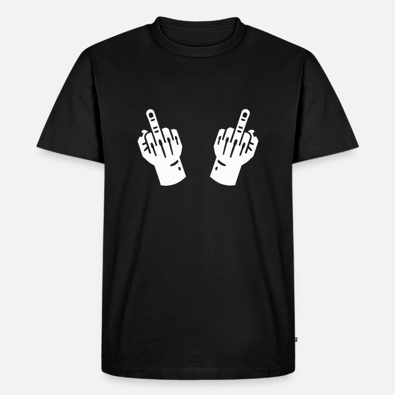 mittelfinger hand 2 - Männer Premium Bio T-Shirt - Schwarz