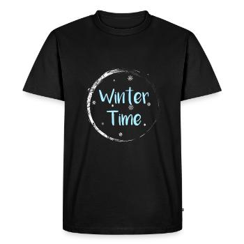 Heure d'hiver - T-shirt Premium bio Homme - noir - Devant - Nico (187cm)