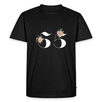 55e anniversaire fleuris (Cadeau de 55 ans) - T-shirt Premium bio Homme - noir - Devant - Nico (187cm)