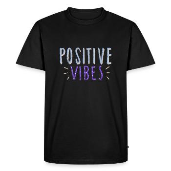 positive vibes - Men's Premium Organic T-Shirt - black - Front - Nico (187cm)