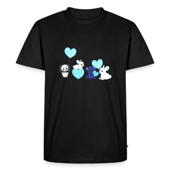 Animaux Panda Lapin Ours Amour bleu Militants des droits des animaux - T-shirt Premium bio Homme - noir - Devant - Nico (187cm)