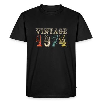 Vintage 1974- 50 th birthday - 50 ans - T-shirt Premium bio Homme - noir - Devant - Nico (187cm)