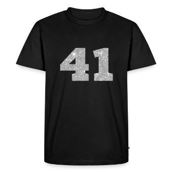 Numéro 41 paillettes argenté - 41e anniversaire - T-shirt Premium bio Homme - noir - Devant - Nico (187cm)