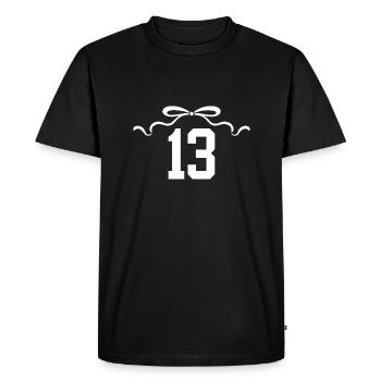 Numéro 13 noeud - 13e anniversaire - T-shirt Premium bio Homme - noir - Devant - Nico (187cm)