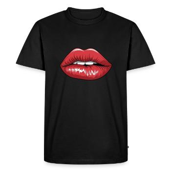 Luscious Red Lips - Men's Premium Organic T-Shirt - black - Front - Nico (187cm)