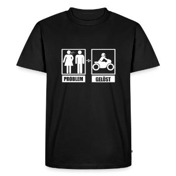 Problème résolu moto - T-shirt Premium bio Homme - noir - Devant - Nico (187cm)
