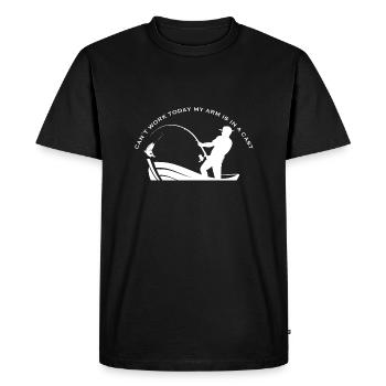 CAN ́T WORK TODAY MY ARM IS IN A CAST - Angler Tee - Men's Premium Organic T-Shirt - black - Front - Nico (187cm)
