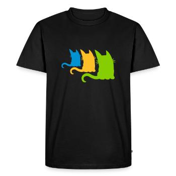 3 petits chats colorés - T-shirt Premium bio Homme - noir - Devant - Nico (187cm)