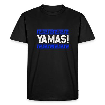 Yama's Greece Saying - Men's Premium Organic T-Shirt - black - Front - Nico (187cm)