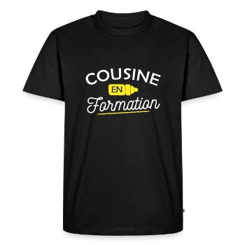cousine en formation / je vais être cousine - T-shirt Premium bio Homme - noir - Devant - Nico (187cm)