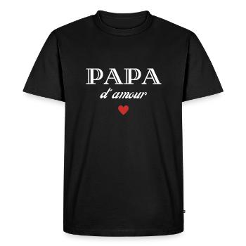 papa d'amour - T-shirt Premium bio Homme - noir - Devant - Nico (187cm)