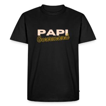 Papi Gourmand idee cadeau rigolo - T-shirt Premium bio Homme - noir - Devant - Nico (187cm)