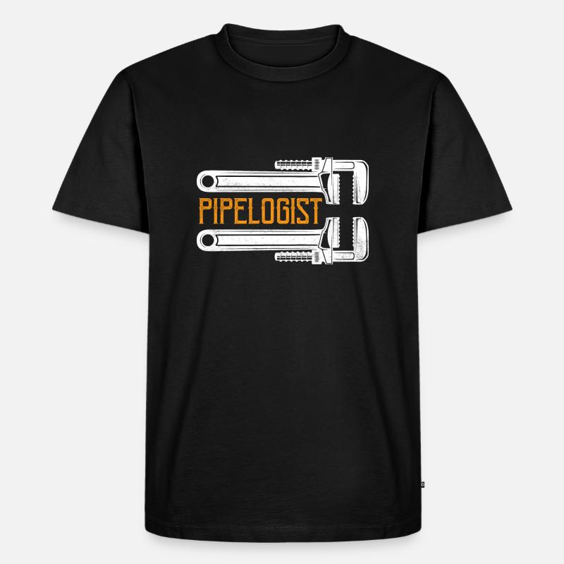 Pipelogist Pipefitter Wrench Plumber - Männer Premium Bio T-Shirt - Schwarz