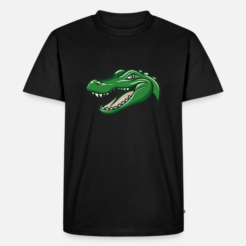 Grotschi das Krokodil - Männer Premium Bio T-Shirt - Schwarz