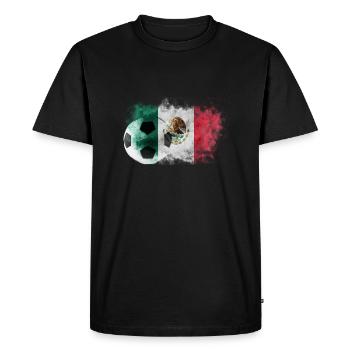 Drapeau du Mexique avec ballon de football - T-shirt Premium bio Homme - noir - Devant - Nico (187cm)