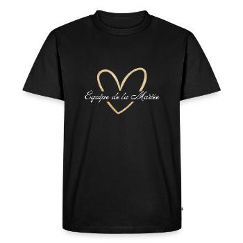 The Bride Team Golden Heart Glitter - Men's Premium Organic T-Shirt - black - Front - Nico (187cm)