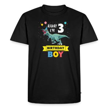Enfants 3 ans Chemise 3ème anniversaire Garçon T Rex - T-shirt Premium bio Homme - noir - Devant - Nico (187cm)