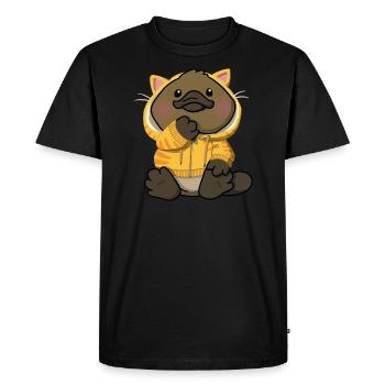 Süßes Schnabeltier im Katzenohr-Kapuzenpullover - Schnabeltier - Männer Premium Bio T-Shirt - Schwarz - Vorne - Nico (187cm)