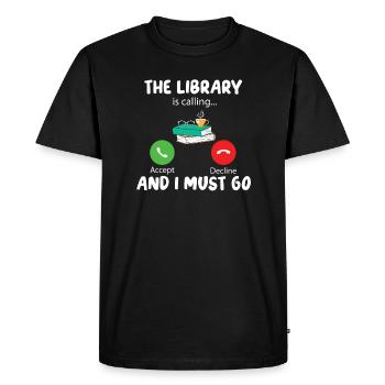La bibliothèque appelle et je dois y aller - T-shirt Premium bio Homme - noir - Devant - Nico (187cm)