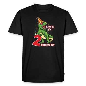 Rawr je suis 2 Birthday Boy Dinosaur Saurus Lover - T-shirt Premium bio Homme - noir - Devant - Nico (187cm)